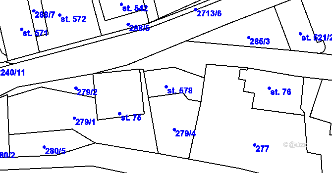 Parcela st. 578 v KÚ Dolní Újezd u Litomyšle, Katastrální mapa
