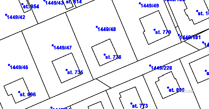 Parcela st. 778 v KÚ Dolní Újezd u Litomyšle, Katastrální mapa