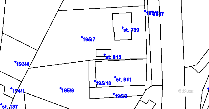 Parcela st. 815 v KÚ Dolní Újezd u Litomyšle, Katastrální mapa