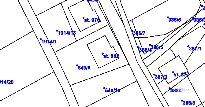 Parcela st. 912 v KÚ Dolní Újezd u Litomyšle, Katastrální mapa