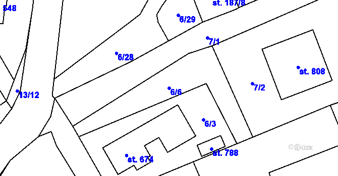 Parcela st. 6/6 v KÚ Dolní Újezd u Litomyšle, Katastrální mapa