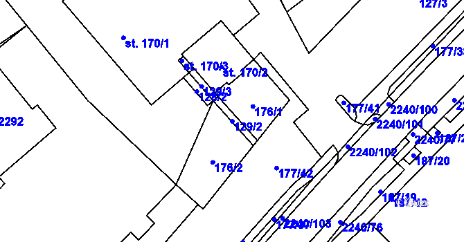 Parcela st. 129/2 v KÚ Dolní Újezd u Litomyšle, Katastrální mapa