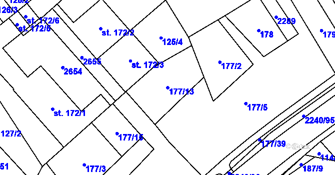 Parcela st. 177/13 v KÚ Dolní Újezd u Litomyšle, Katastrální mapa