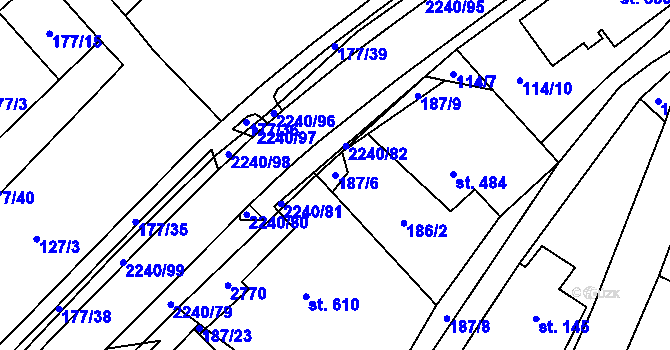 Parcela st. 187/6 v KÚ Dolní Újezd u Litomyšle, Katastrální mapa