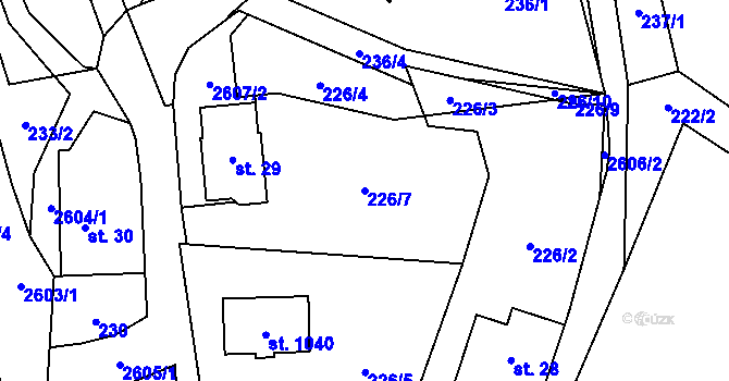Parcela st. 226/7 v KÚ Dolní Újezd u Litomyšle, Katastrální mapa