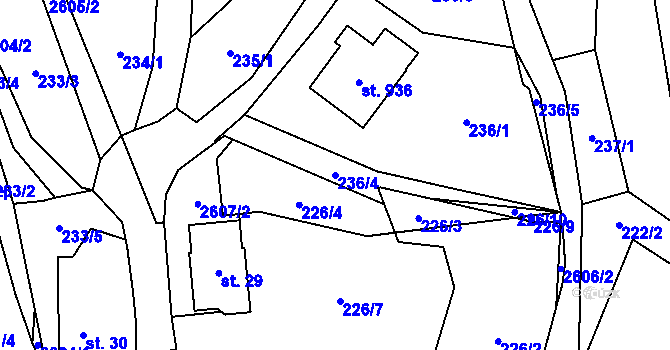 Parcela st. 236/4 v KÚ Dolní Újezd u Litomyšle, Katastrální mapa