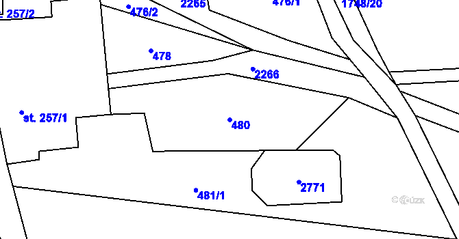 Parcela st. 480 v KÚ Dolní Újezd u Litomyšle, Katastrální mapa