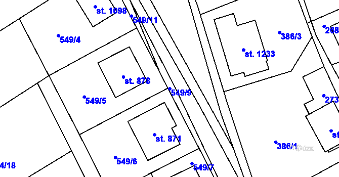 Parcela st. 549/9 v KÚ Dolní Újezd u Litomyšle, Katastrální mapa