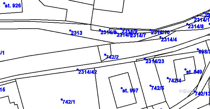 Parcela st. 742/2 v KÚ Dolní Újezd u Litomyšle, Katastrální mapa