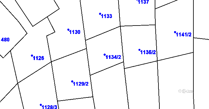 Parcela st. 1134/2 v KÚ Dolní Újezd u Litomyšle, Katastrální mapa