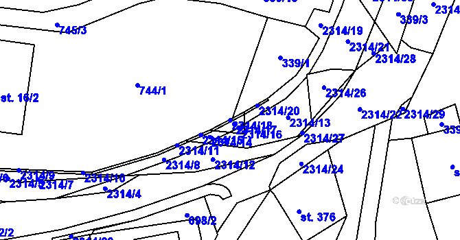 Parcela st. 2314/18 v KÚ Dolní Újezd u Litomyšle, Katastrální mapa