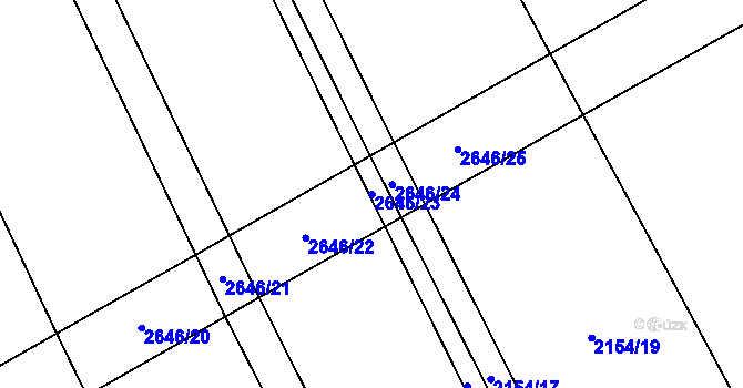 Parcela st. 2646/23 v KÚ Dolní Újezd u Litomyšle, Katastrální mapa