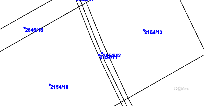 Parcela st. 2154/12 v KÚ Dolní Újezd u Litomyšle, Katastrální mapa