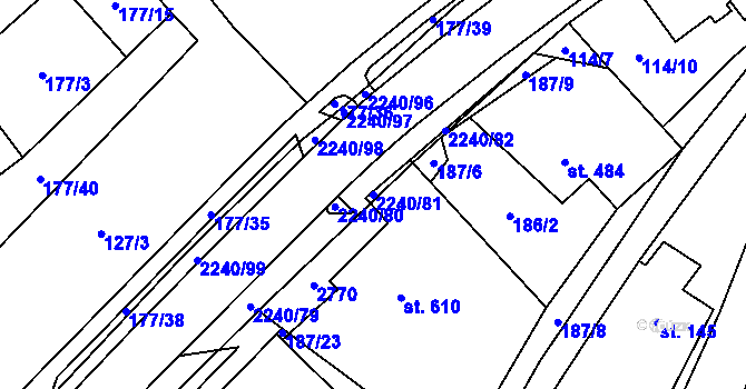 Parcela st. 2240/81 v KÚ Dolní Újezd u Litomyšle, Katastrální mapa