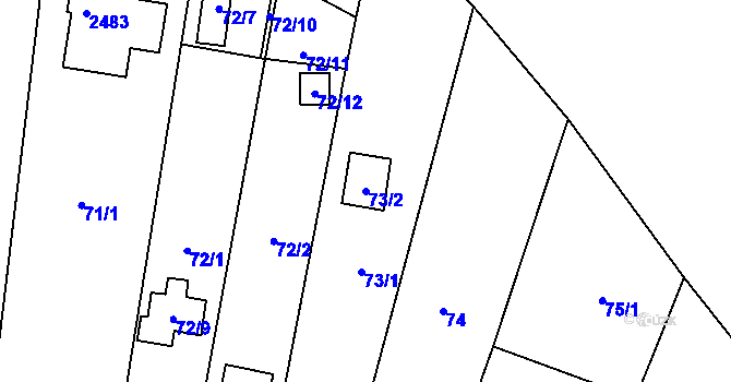 Parcela st. 73/2 v KÚ Dolní Věstonice, Katastrální mapa