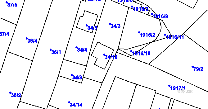 Parcela st. 34/10 v KÚ Dolní Věstonice, Katastrální mapa