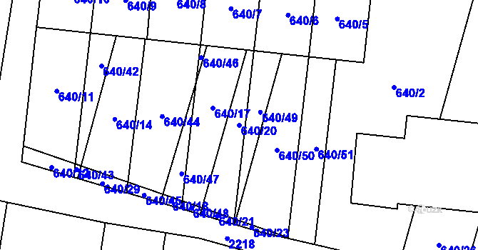 Parcela st. 640/20 v KÚ Dolní Věstonice, Katastrální mapa