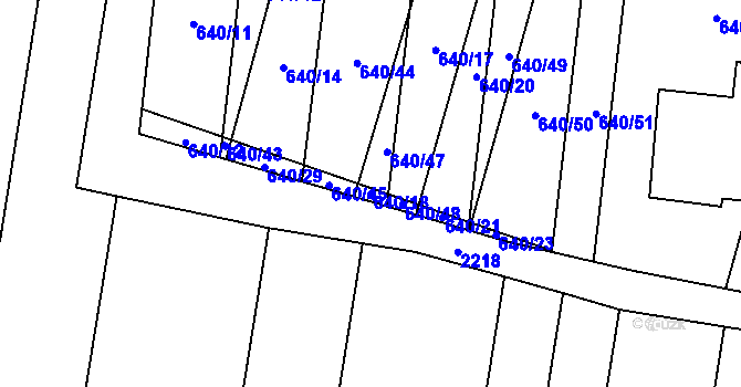 Parcela st. 640/18 v KÚ Dolní Věstonice, Katastrální mapa