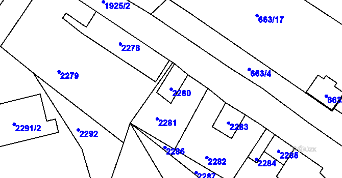Parcela st. 2280 v KÚ Dolní Věstonice, Katastrální mapa