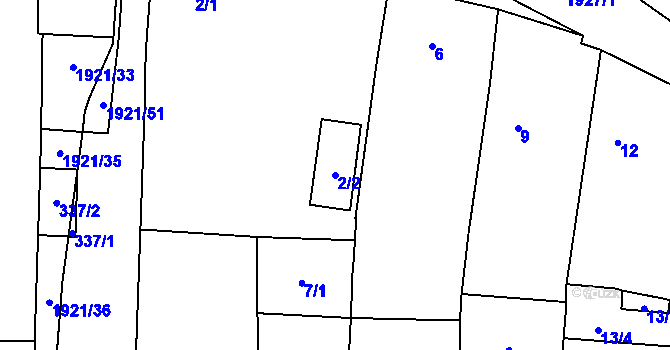 Parcela st. 2/2 v KÚ Dolní Věstonice, Katastrální mapa