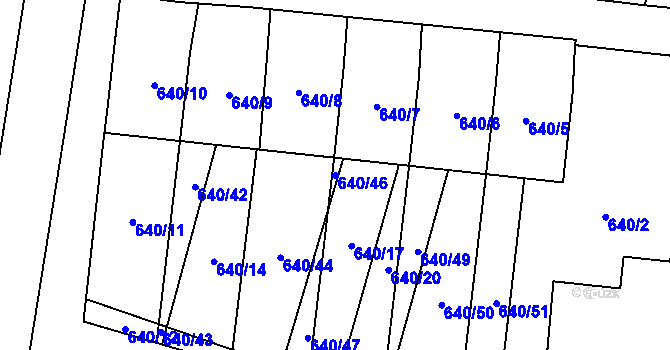 Parcela st. 640/46 v KÚ Dolní Věstonice, Katastrální mapa