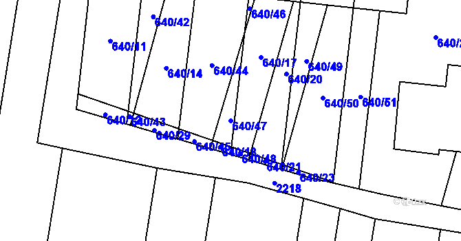 Parcela st. 640/47 v KÚ Dolní Věstonice, Katastrální mapa