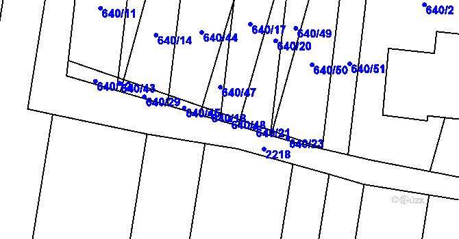 Parcela st. 640/48 v KÚ Dolní Věstonice, Katastrální mapa