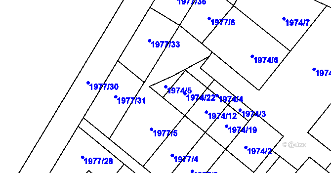 Parcela st. 1974/5 v KÚ Dolní Věstonice, Katastrální mapa