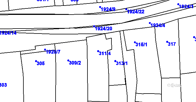 Parcela st. 311/4 v KÚ Dolní Věstonice, Katastrální mapa