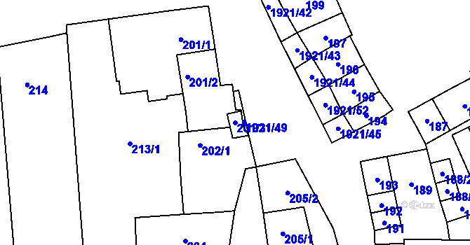 Parcela st. 201/3 v KÚ Dolní Věstonice, Katastrální mapa