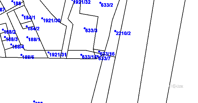 Parcela st. 633/16 v KÚ Dolní Věstonice, Katastrální mapa