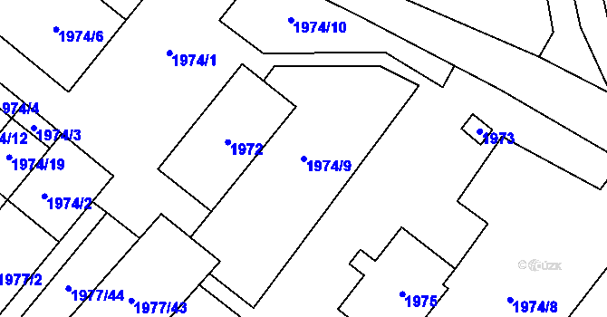 Parcela st. 1974/9 v KÚ Dolní Věstonice, Katastrální mapa