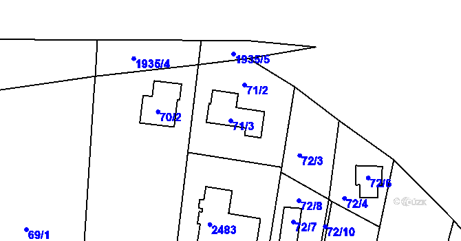 Parcela st. 71/3 v KÚ Dolní Věstonice, Katastrální mapa