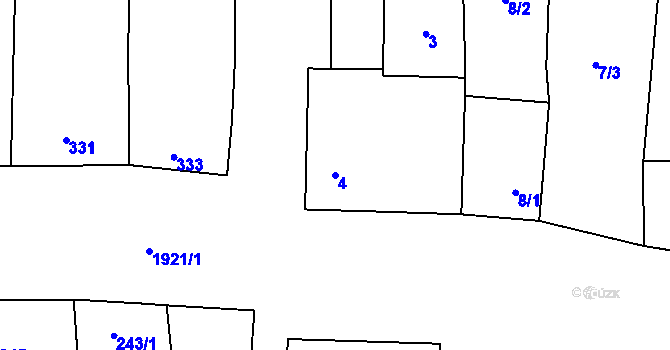 Parcela st. 4 v KÚ Dolní Věstonice, Katastrální mapa