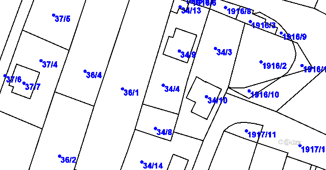 Parcela st. 34/4 v KÚ Dolní Věstonice, Katastrální mapa