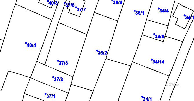 Parcela st. 36/2 v KÚ Dolní Věstonice, Katastrální mapa