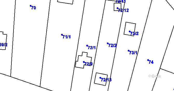 Parcela st. 72/1 v KÚ Dolní Věstonice, Katastrální mapa