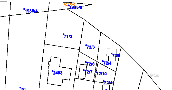 Parcela st. 72/3 v KÚ Dolní Věstonice, Katastrální mapa
