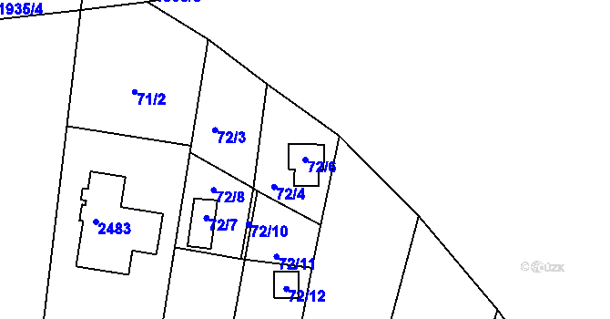 Parcela st. 72/6 v KÚ Dolní Věstonice, Katastrální mapa