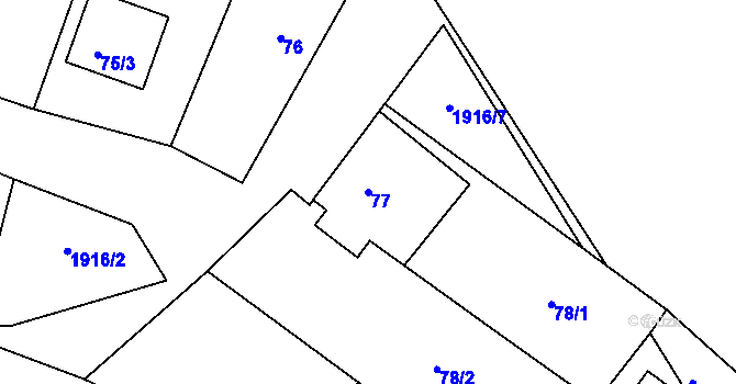 Parcela st. 77 v KÚ Dolní Věstonice, Katastrální mapa