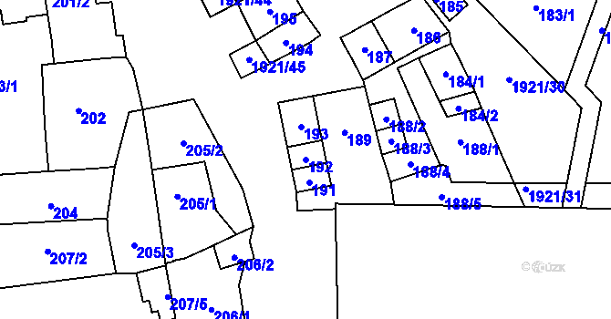 Parcela st. 192 v KÚ Dolní Věstonice, Katastrální mapa