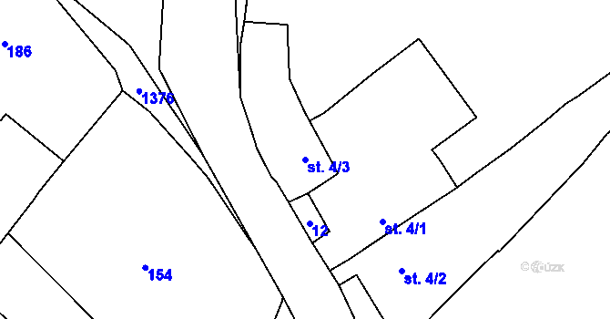 Parcela st. 4/3 v KÚ Dolní Vilémovice, Katastrální mapa