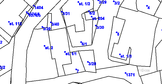 Parcela st. 6/1 v KÚ Dolní Vilémovice, Katastrální mapa