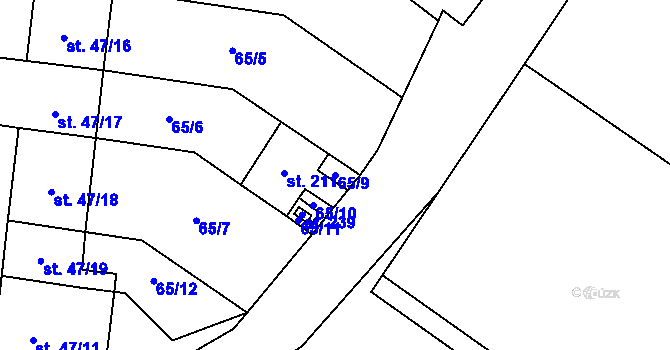 Parcela st. 65/9 v KÚ Dolní Vilémovice, Katastrální mapa