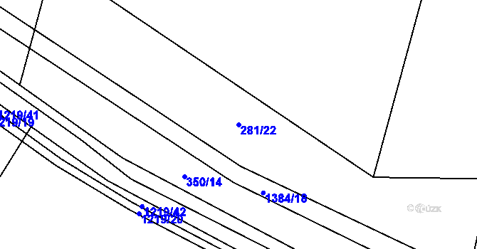 Parcela st. 281/22 v KÚ Dolní Vilémovice, Katastrální mapa