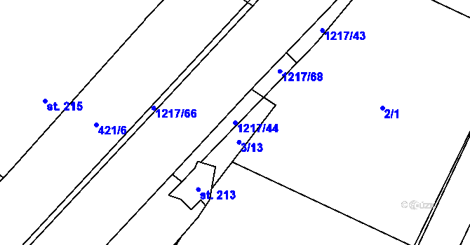 Parcela st. 1217/44 v KÚ Dolní Vilémovice, Katastrální mapa