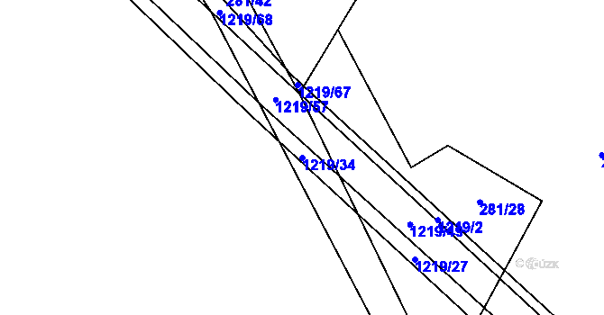 Parcela st. 1219/34 v KÚ Dolní Vilémovice, Katastrální mapa