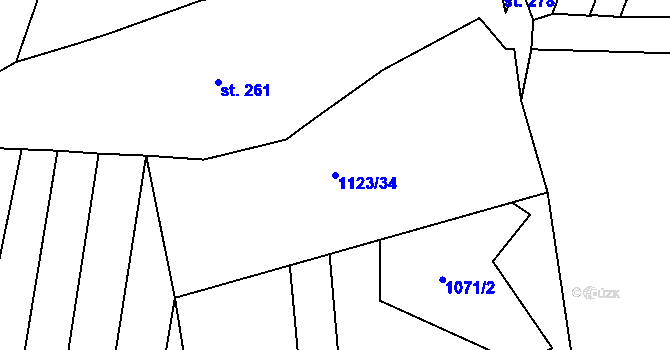 Parcela st. 1123/34 v KÚ Dolní Vilémovice, Katastrální mapa