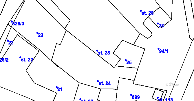 Parcela st. 25 v KÚ Dolní Vilímeč, Katastrální mapa