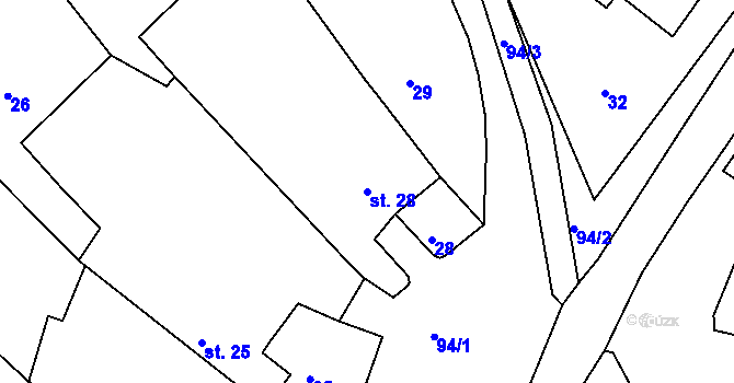 Parcela st. 28 v KÚ Dolní Vilímeč, Katastrální mapa